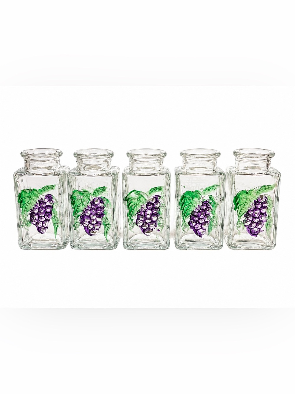 Hand-Painted Grape Glass spice jars